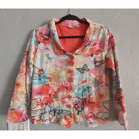 Shanak women's jacket size S, decoration with butterfly, sequins,Paisley, Button - Picture 5 of 12